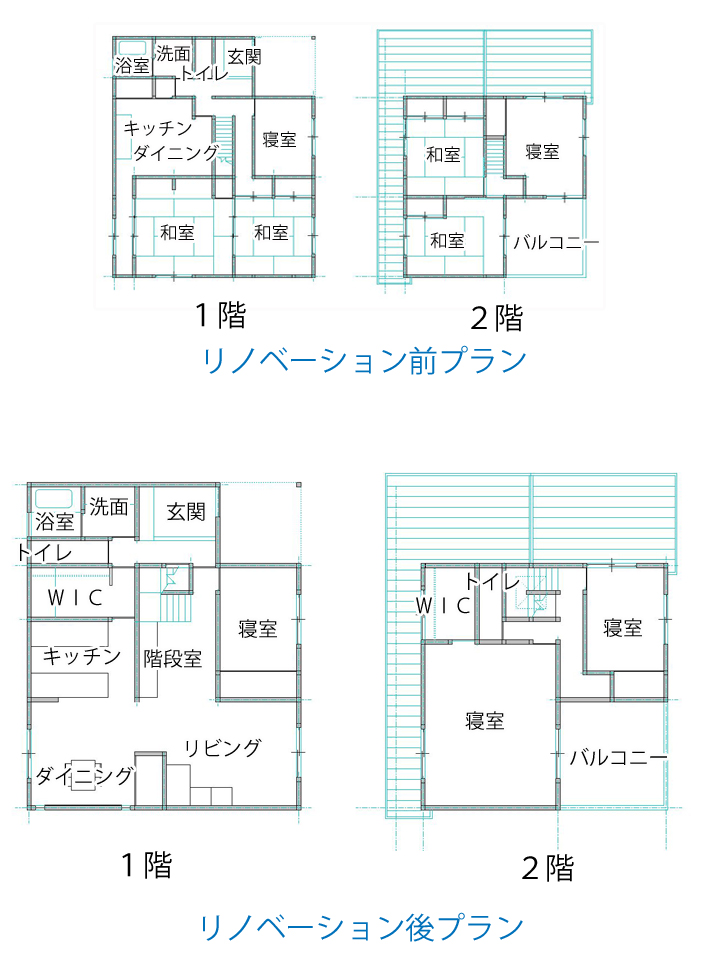リノベーション前と後の図面